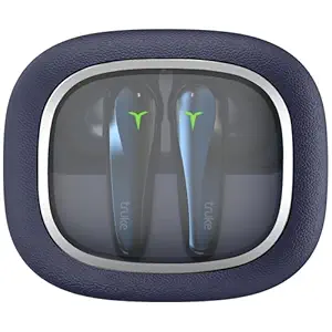 truke New Launch Crystal Dyno Leather Finish True Wireless in Ear Earbuds w/Spatial Audio, 70H Battery Rapid Charge Ear Buds, 13mm Driver HiFi Sound TWS, 40ms Ultra Low Latency, 4Mics ENC -ArcticBlue