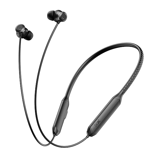 boAt Rockerz 255 Z Plus, AI-ENx Tech, Spatial Audio, 50HRS Battery, Low Latency Mode, Fast Charge, App Support, IPX4 BT v5.3, Bluetooth Neckband, Wireless with Mic Earphones (Active/Classic Black)